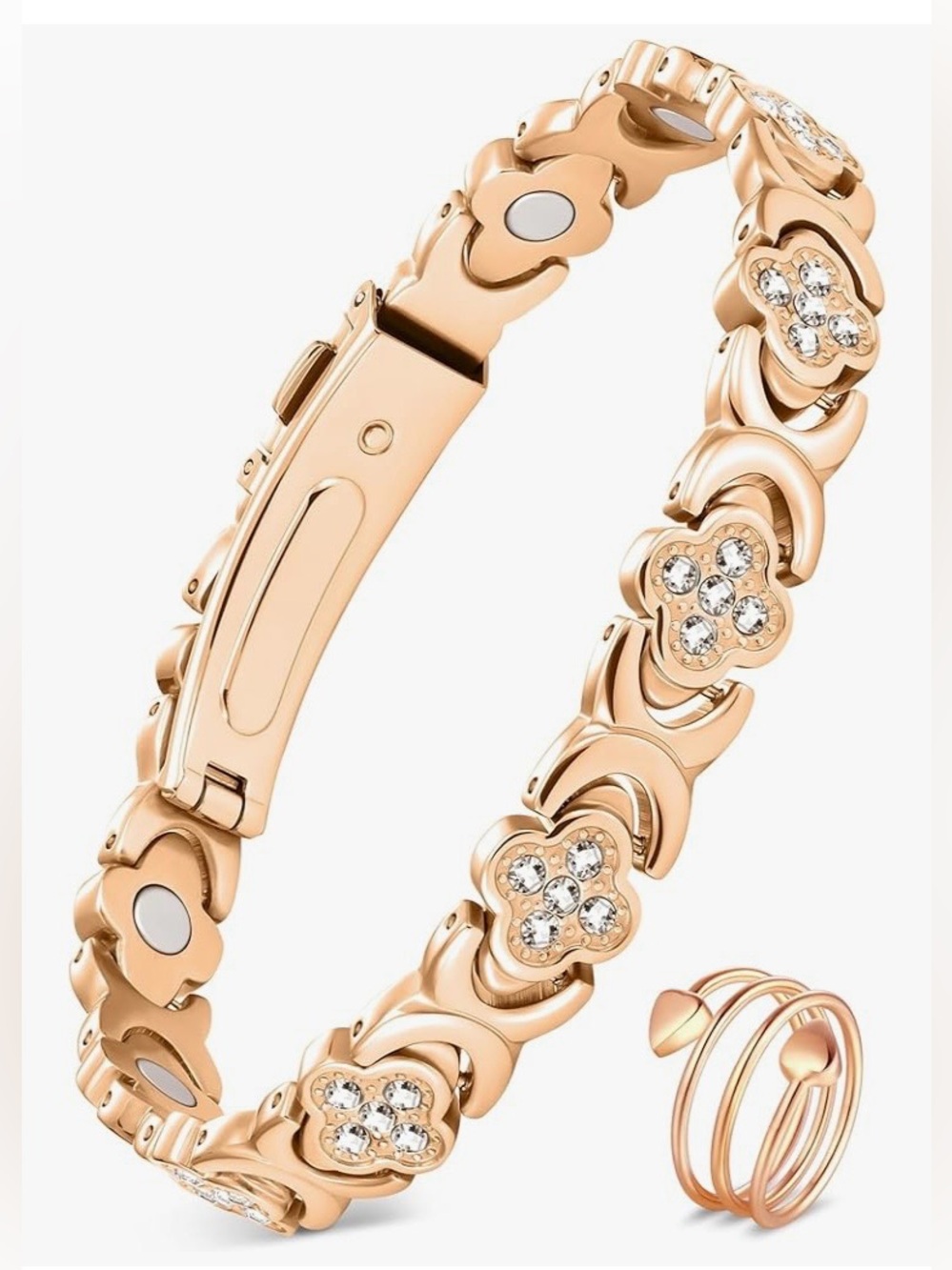 Feraco Pure Copper Bracelet & Ring for Women, Ultra Strength Magnetic